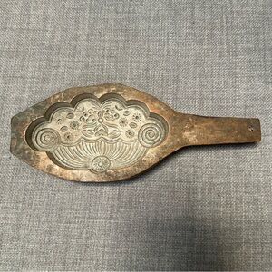 Antique 19th Century Primitive Carved Wood Lollipop Butter Mold Folk Art#1101255